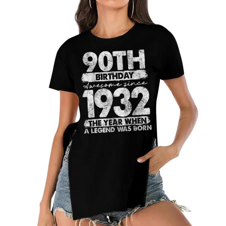Vintage 1932 Limited Edition 1932 90 Years Old 90Th Birthday  Women's Short Sleeves T-shirt With Hem Split