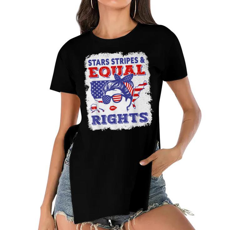 Womens Right Pro Choice Feminist Stars Stripes Equal Rights  Women's Short Sleeves T-shirt With Hem Split