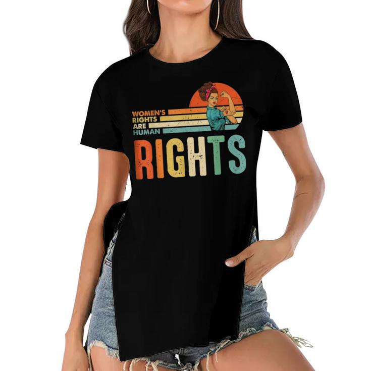 Womens Rights Are Human Rights Feminist Pro Choice Vintage  Women's Short Sleeves T-shirt With Hem Split