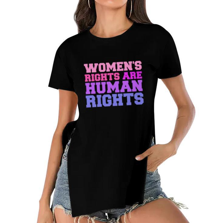 Womens Rights Are Human Rights Feminist Pro Choice Women's Short Sleeves T-shirt With Hem Split