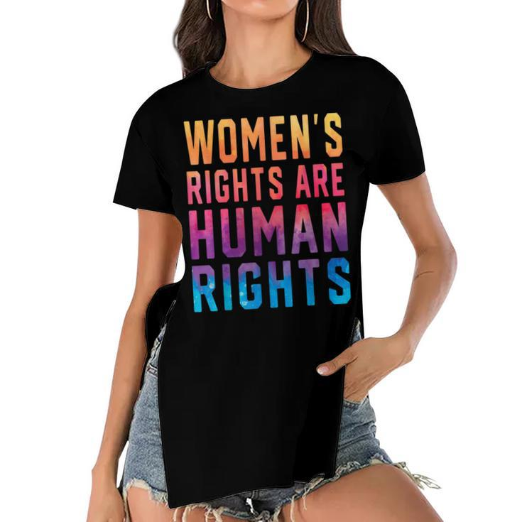 Womens Rights Are Human Rights Pro Choice Tie Dye  Women's Short Sleeves T-shirt With Hem Split