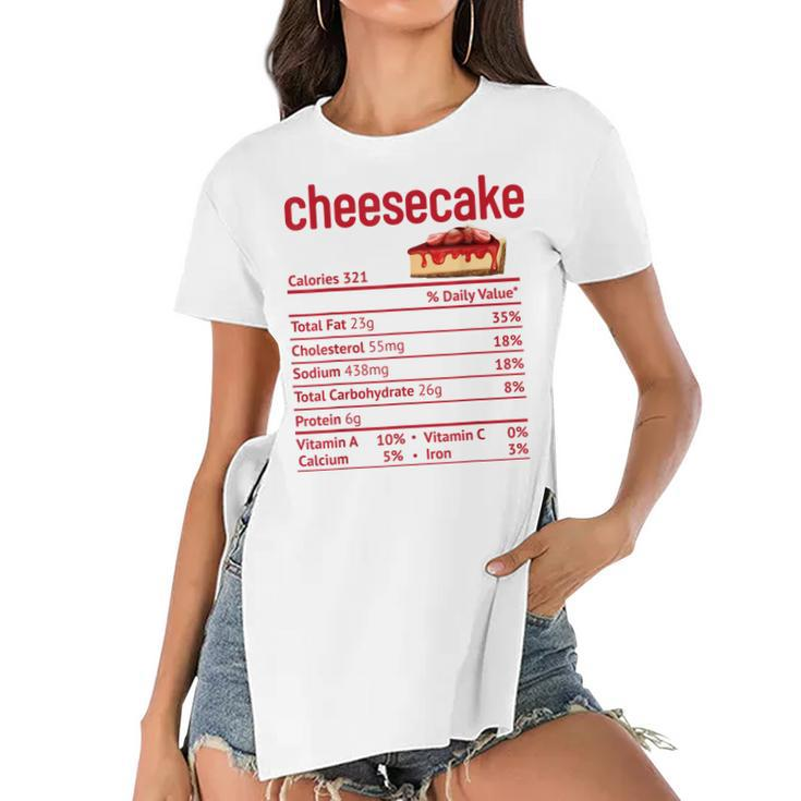 Cheesecake Nutrition Facts Funny Thanksgiving Christmas  V3 Women's Short Sleeves T-shirt With Hem Split