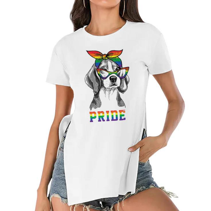 Cute Dog Lover Puppy Owner Beagle Mom Dad Gay Lesbian Lgbt Women's Short Sleeves T-shirt With Hem Split