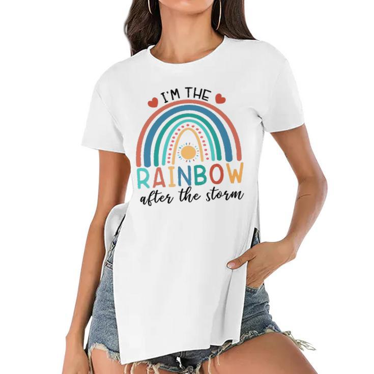 Dokz Funny I&8217M The Rainbow After The Storm Newborn Boy Girl Women's Short Sleeves T-shirt With Hem Split