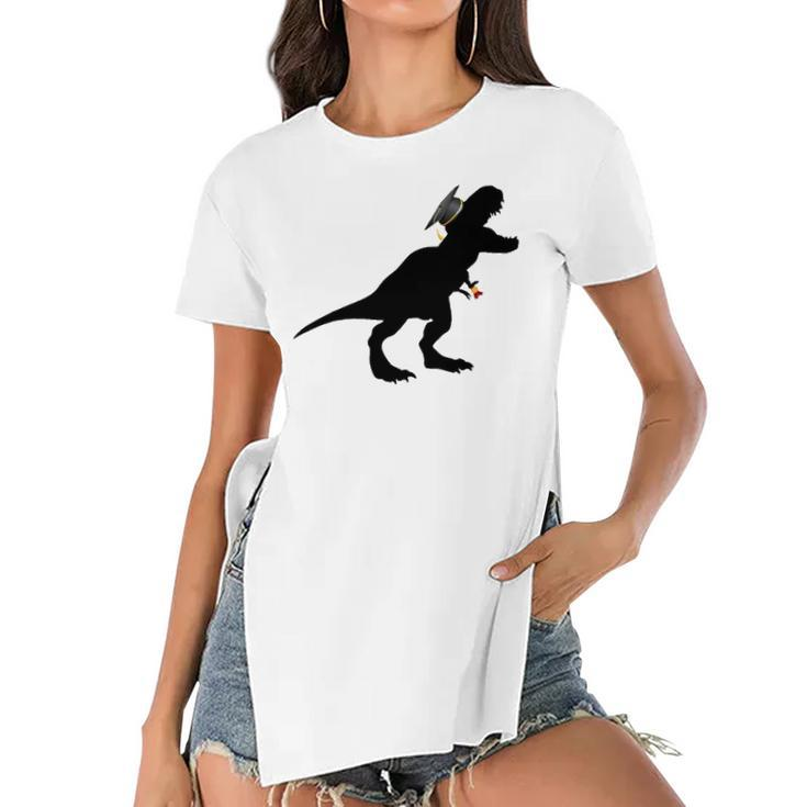 Graduate Saurus Graduated Dinosaur Men Women Funny School Women's Short Sleeves T-shirt With Hem Split
