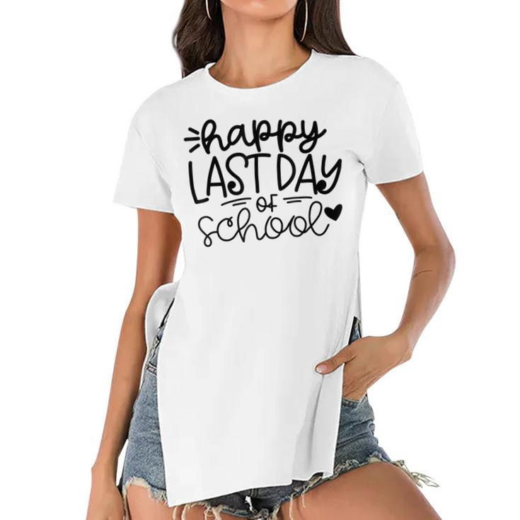 Happy Last Day Of School Kids Teacher Student Graduation  V3 Women's Short Sleeves T-shirt With Hem Split