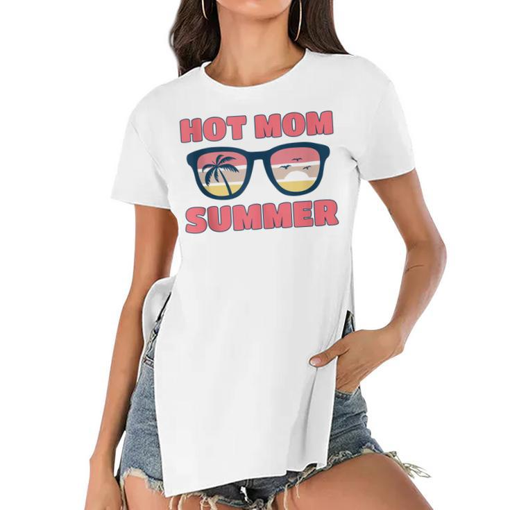 Hot Mom Summer  Hot Mom Summer Mother Hot Mom Summer  Women's Short Sleeves T-shirt With Hem Split