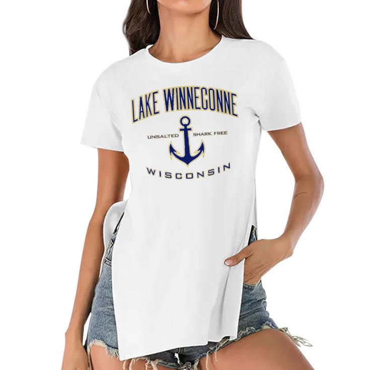 Lake Winneconne Wi  For Women &Amp Men Women's Short Sleeves T-shirt With Hem Split