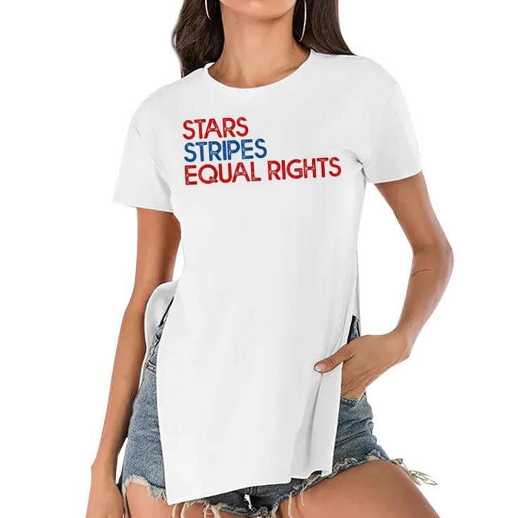 Messy Bun American Flag Pro Choice Star Stripes Equal Right  V3 Women's Short Sleeves T-shirt With Hem Split