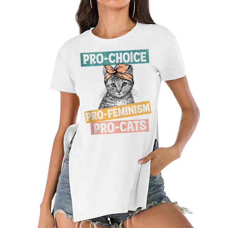 Pro Choice Pro Feminism Pro Cats Feminism Feminist  Women's Short Sleeves T-shirt With Hem Split