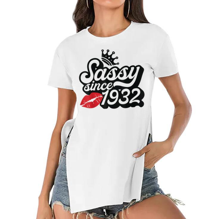 Sassy Since 1932 Fabulous 90Th Birthday Gifts Ideas For Her  Women's Short Sleeves T-shirt With Hem Split