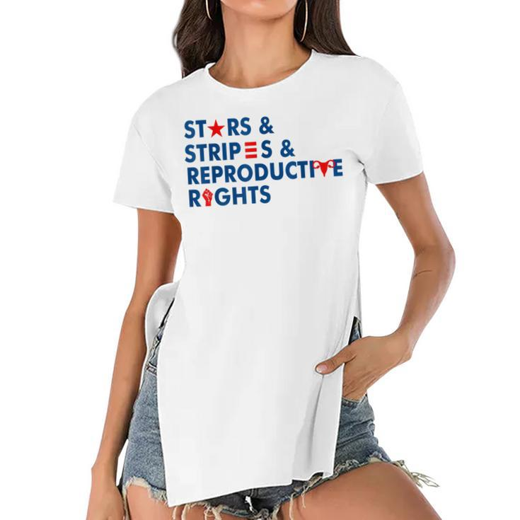 Stars & Stripes & Reproductive Rights 4Th Of July  V5 Women's Short Sleeves T-shirt With Hem Split