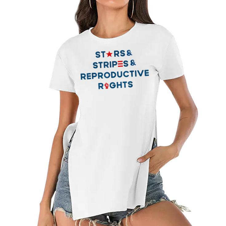 Stars Stripes Reproductive Rights 4Th Of July American Flag  V3 Women's Short Sleeves T-shirt With Hem Split