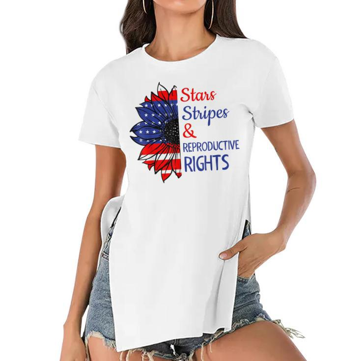 Stars Stripes Reproductive Rights American Flag 4Th Of July  V7 Women's Short Sleeves T-shirt With Hem Split