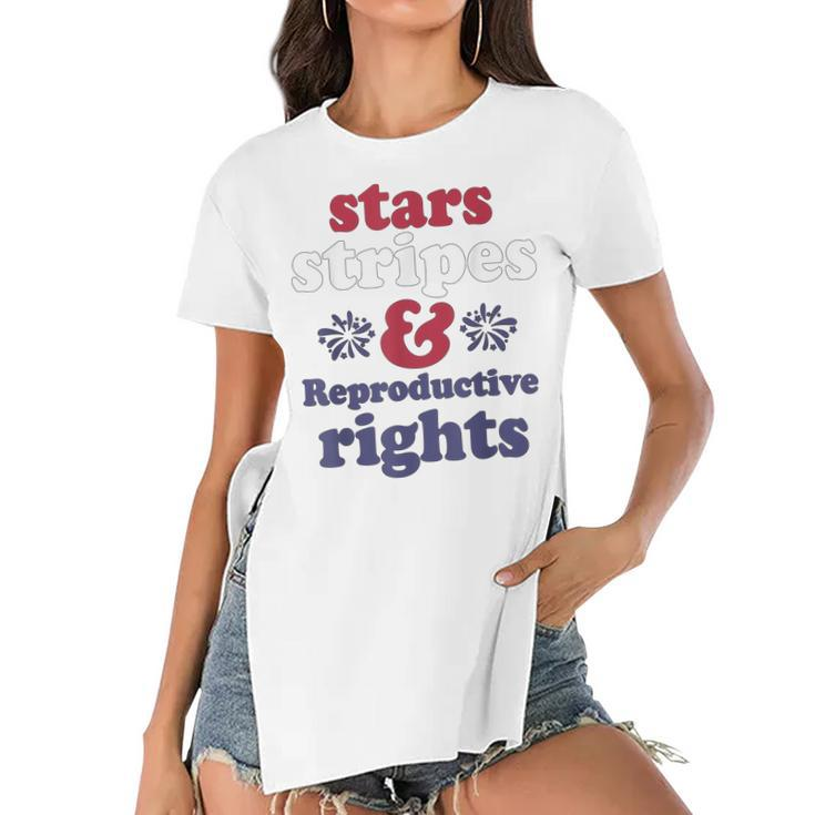 Stars Stripes Reproductive Rights Patriotic 4Th Of July  V4 Women's Short Sleeves T-shirt With Hem Split