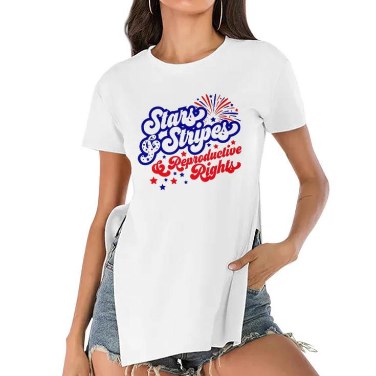 Stars Stripes Reproductive Rights Pro Roe 1973 Pro Choice Women&8217S Rights Feminism Women's Short Sleeves T-shirt With Hem Split