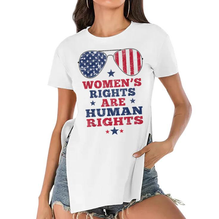 Womens Rights Are Human Rights American Flag 4Th Of July  Women's Short Sleeves T-shirt With Hem Split