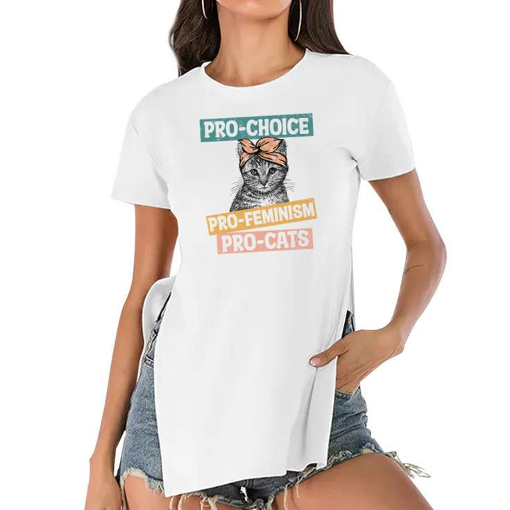 Womens Rights Pro Choice Pro Feminism Pro Cats Women's Short Sleeves T-shirt With Hem Split