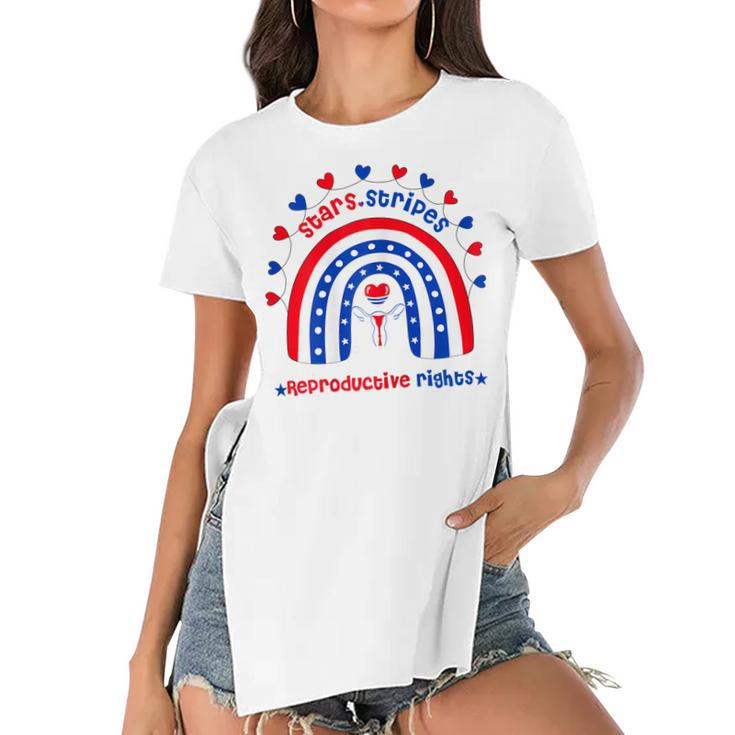 Womens Stars Stripes Reproductive Rights Patriotic 4Th Of July  Women's Short Sleeves T-shirt With Hem Split