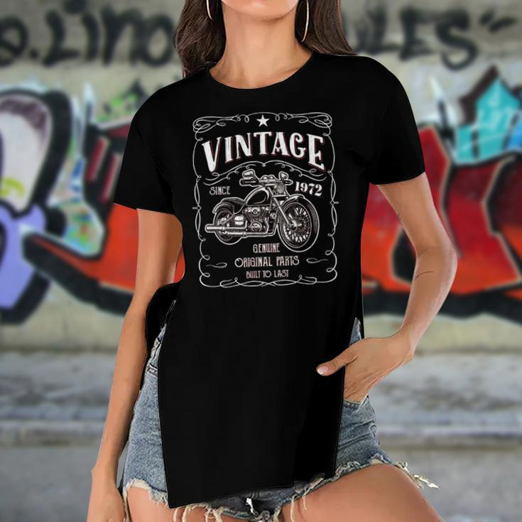 50Th Birthday 1972 Gift Vintage Classic Motorcycle 50 Years Women's Short Sleeves T-shirt With Hem Split