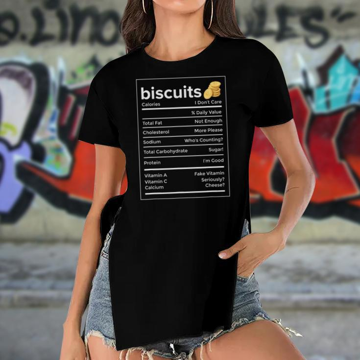 Biscuits Nutrition Facts Funny Thanksgiving Christmas Women's Short Sleeves T-shirt With Hem Split