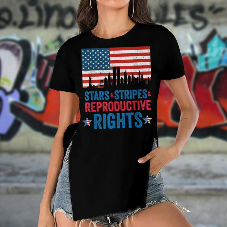 Patriotic 4Th Of July Stars Stripes Reproductive Right V4 Women's Short Sleeves T-shirt With Hem Split