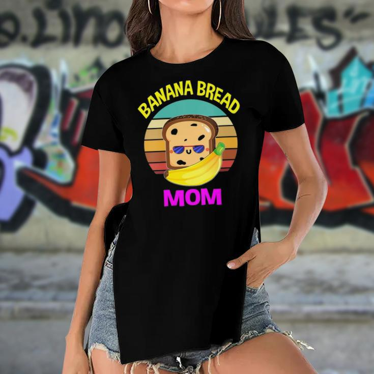 Womens Banana Bread Mom Lovers Food Vegan Gifts Mama Mothers Women's Short Sleeves T-shirt With Hem Split