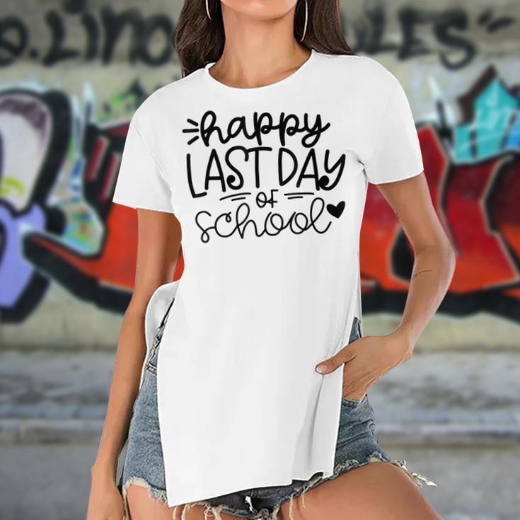Happy Last Day Of School Kids Teacher Student Graduation V3 Women's Short Sleeves T-shirt With Hem Split