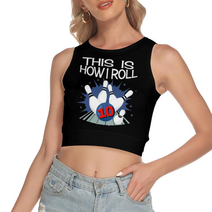 10Th Birthday Bowling  Boys Funny Bday Party Women's Sleeveless Bow Backless Hollow Crop Top
