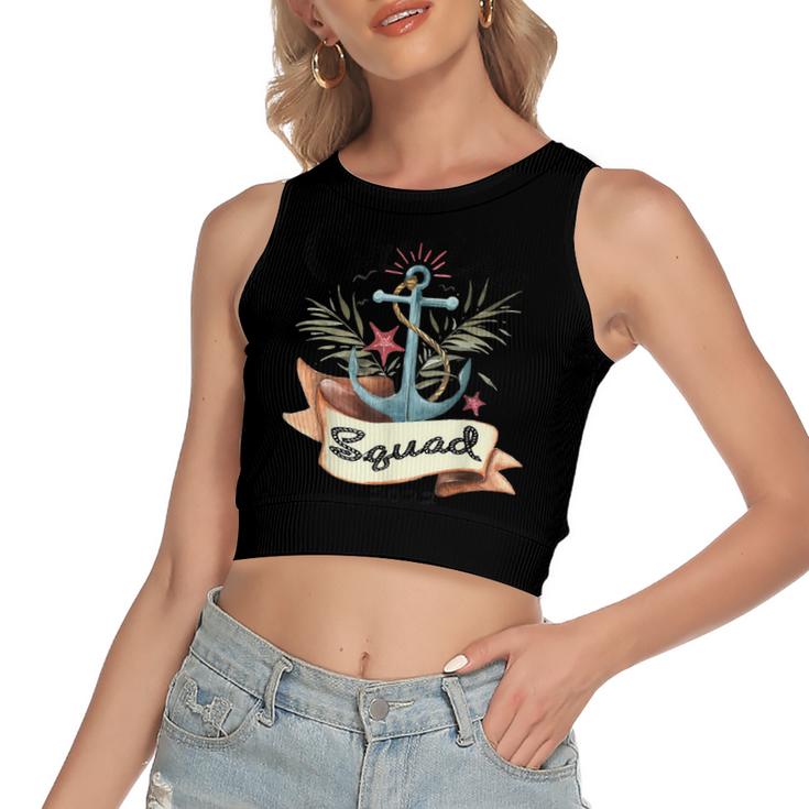 Cruise Squad 2022  Family Cruise Trip Vacation Holiday  Women's Sleeveless Bow Backless Hollow Crop Top