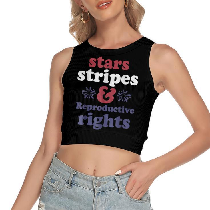 4Th Of July Stars Stripes Reproductive Rights Patriotic  Women's Sleeveless Bow Backless Hollow Crop Top