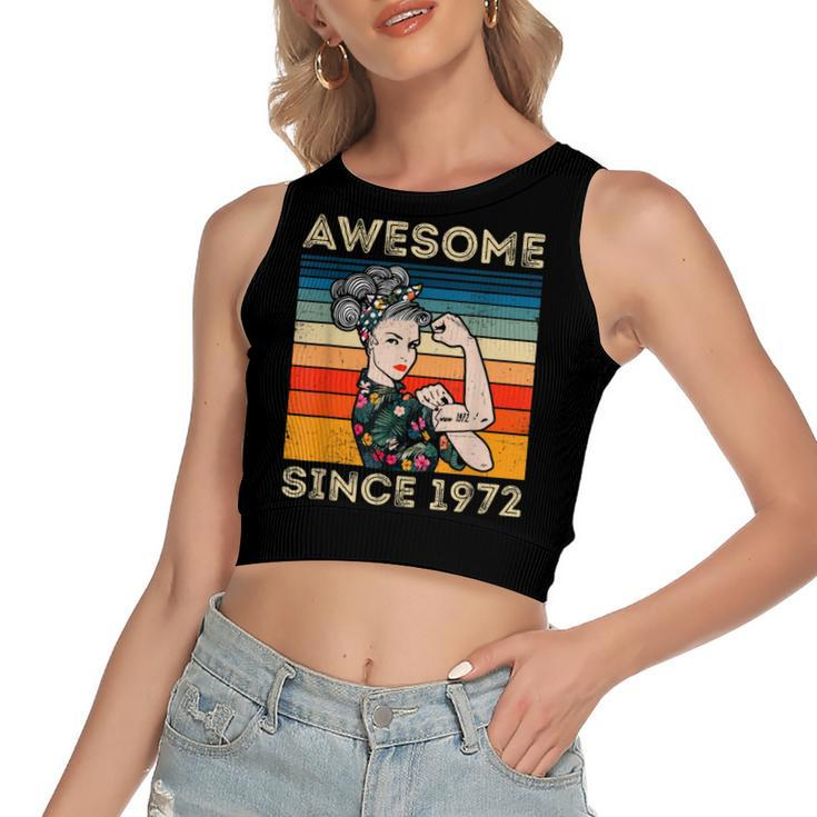 Awesome Since 1972 40Th Birthday Gifts 50 Years Old Vintage  Women's Sleeveless Bow Backless Hollow Crop Top