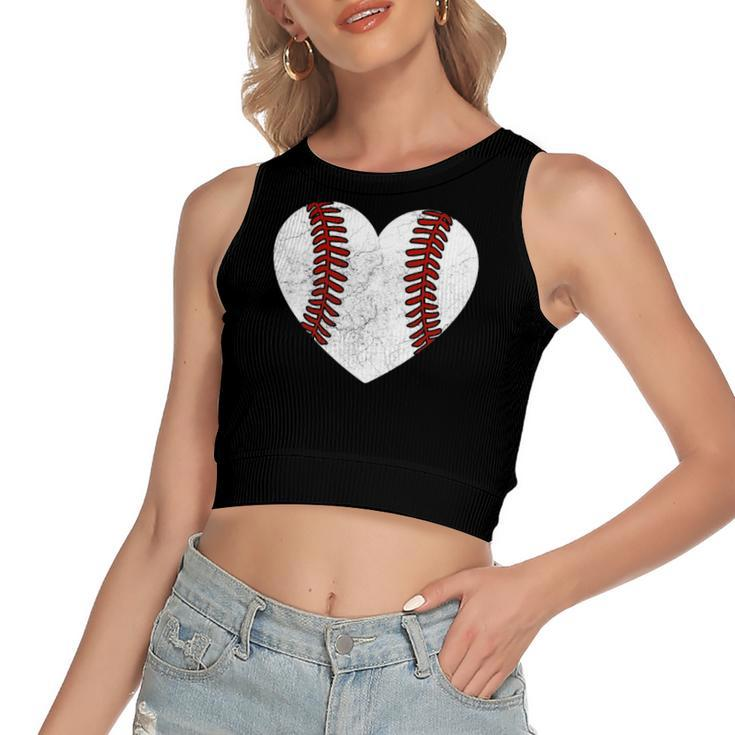 Baseball Heart Fun Mom Dad Softball Wife Women's Crop Top Tank Top