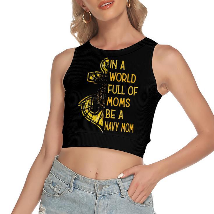 Be A Navy Mom Women's Sleeveless Bow Backless Hollow Crop Top