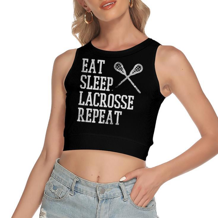 Eat Sleep Lacrosse Repeat Lax Player Women's Crop Top Tank Top