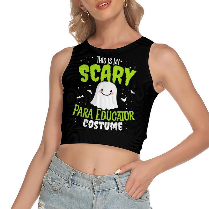 Funny Para Educator Halloween School Nothing Scares Easy Costume  Women's Sleeveless Bow Backless Hollow Crop Top
