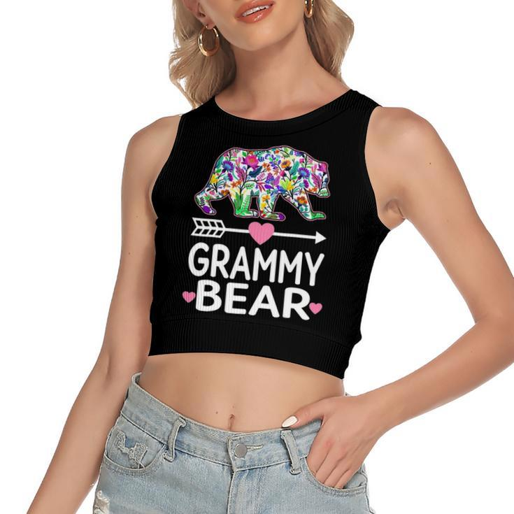 Grammy Bear Floral Matching Outfits Women's Crop Top Tank Top
