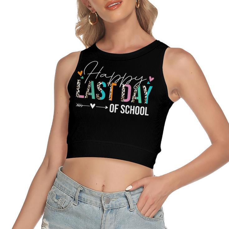 Happy Last Day Of School Students And Teachers Women Kids  Women's Sleeveless Bow Backless Hollow Crop Top