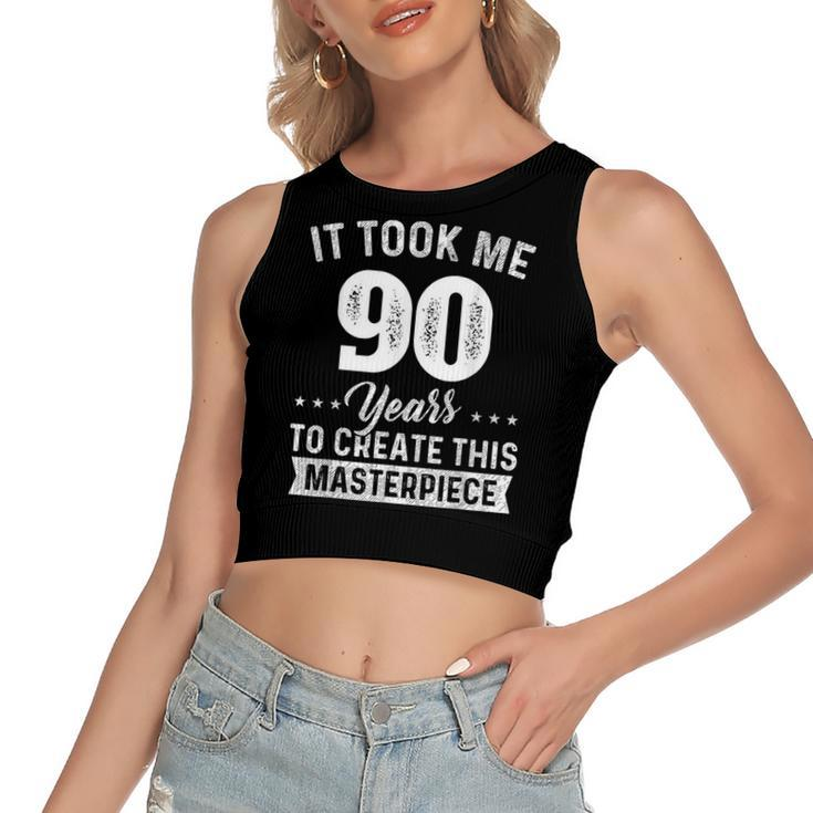 It Took Me 90 Years Masterpiece 90Th Birthday 90 Years Old  Women's Sleeveless Bow Backless Hollow Crop Top
