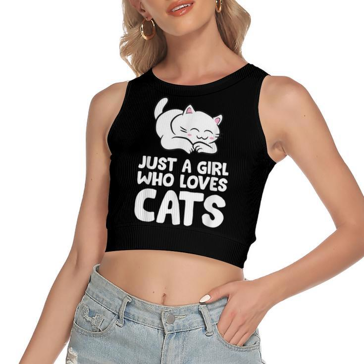 Just A Girl Who Loves Cats  Women's Sleeveless Bow Backless Hollow Crop Top