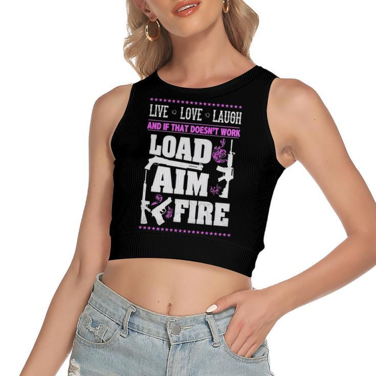 Live Love Laugh - Load Aim Fire Women's Sleeveless Bow Backless Hollow Crop Top