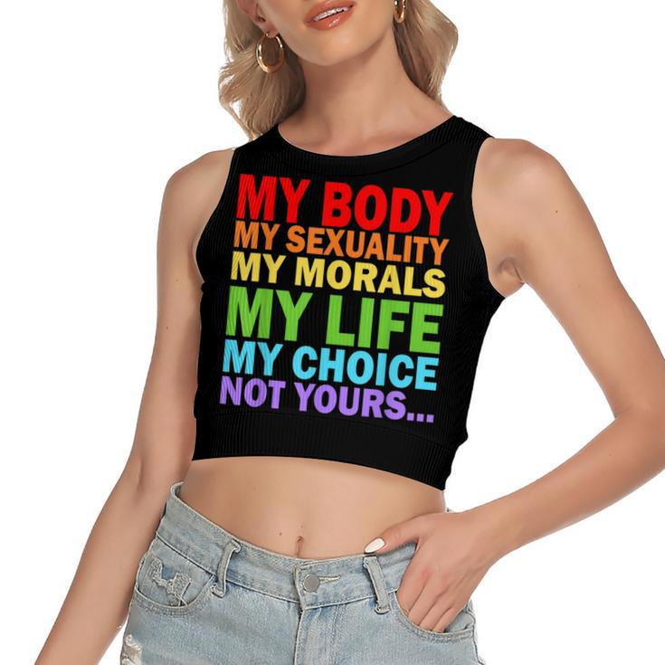 My Body My Sexuality Pro Choice - Feminist Womens Rights  Women's Sleeveless Bow Backless Hollow Crop Top