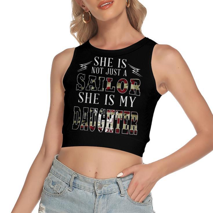 My Daughter Is A Sailor Women's Sleeveless Bow Backless Hollow Crop Top