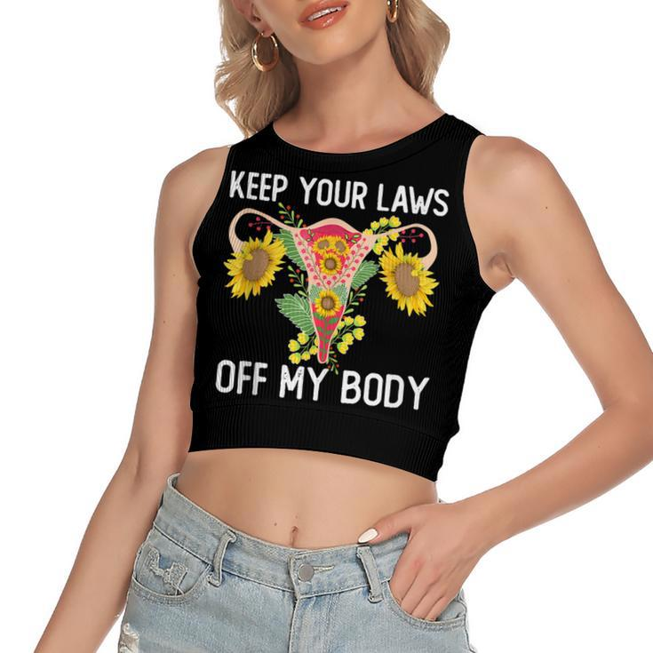 Pro Choice Keep Your Laws Off My Body Funny Sunflower  Women's Sleeveless Bow Backless Hollow Crop Top