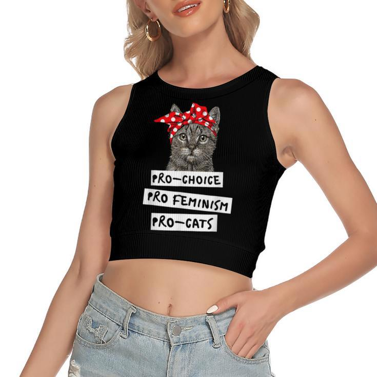 Pro Choice Pro Feminism Pro Cats T  Gift For Women Men  Women's Sleeveless Bow Backless Hollow Crop Top