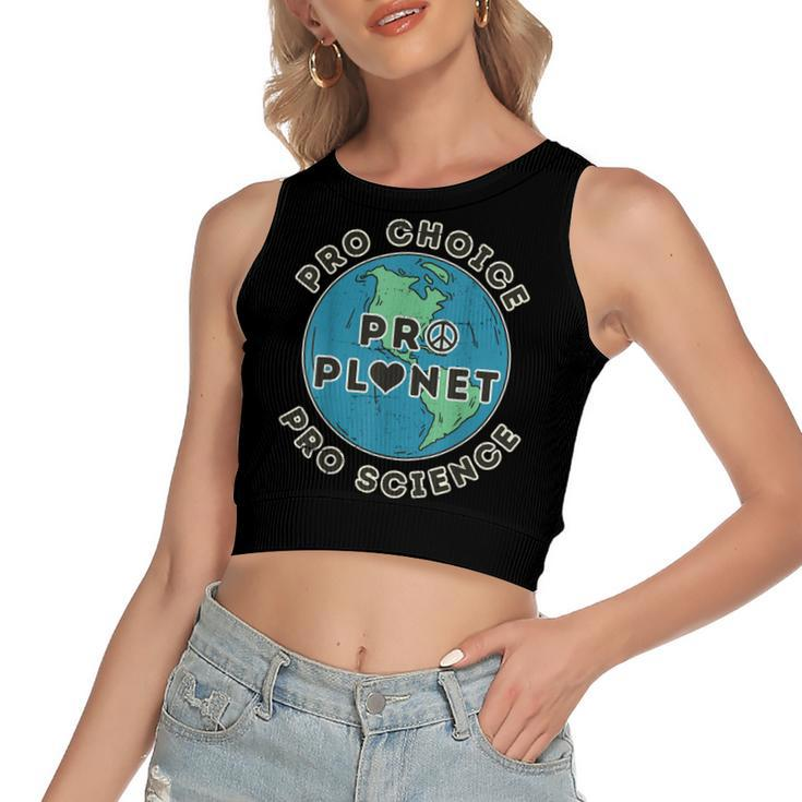 Pro Choice Pro Planet Pro Science Climate Change Earth Day  Women's Sleeveless Bow Backless Hollow Crop Top