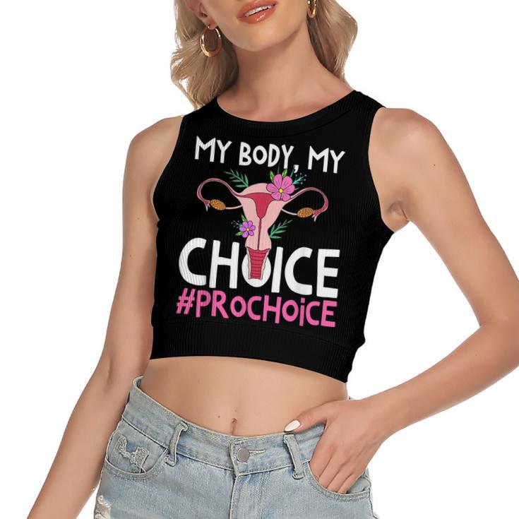 Pro Choice Support Women Abortion Right My Body My Choice  Women's Sleeveless Bow Backless Hollow Crop Top