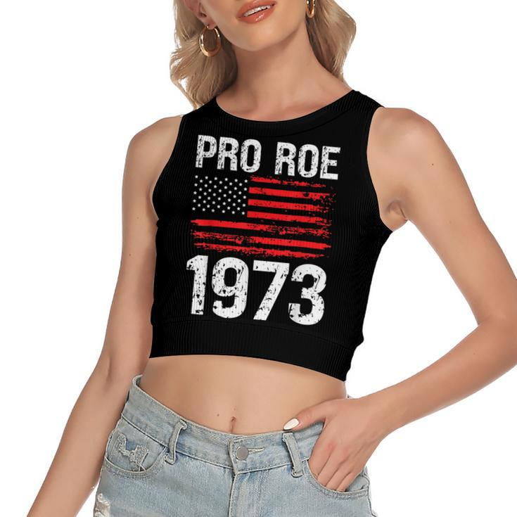 Pro Roe 1973 Reproductive Rights America Usa Flag Distressed  Women's Sleeveless Bow Backless Hollow Crop Top