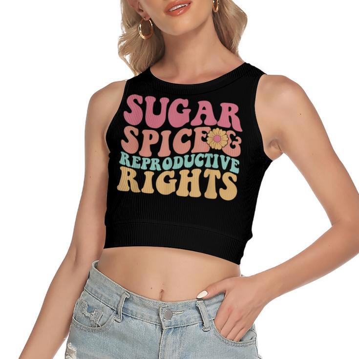 Retro Pro Choice Feminist Sugar Spice & Reproductive Rights  Women's Sleeveless Bow Backless Hollow Crop Top