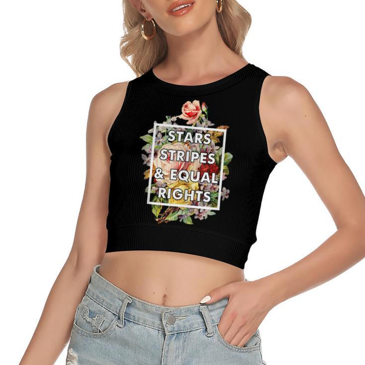 Stars Stripes And Equal Rights 4Th Of July Womens Rights  Women's Sleeveless Bow Backless Hollow Crop Top